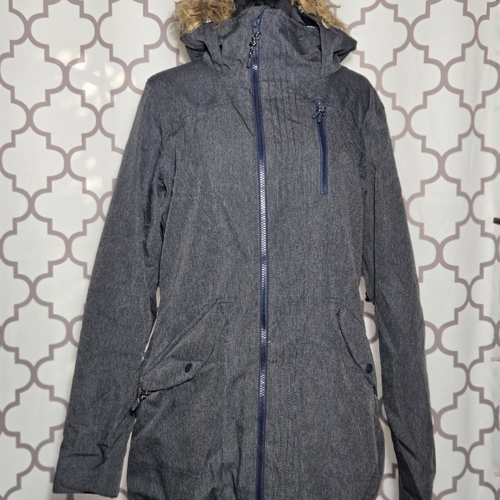 Burton Women's Blue Gray Hooded Ski Jacket, Size M